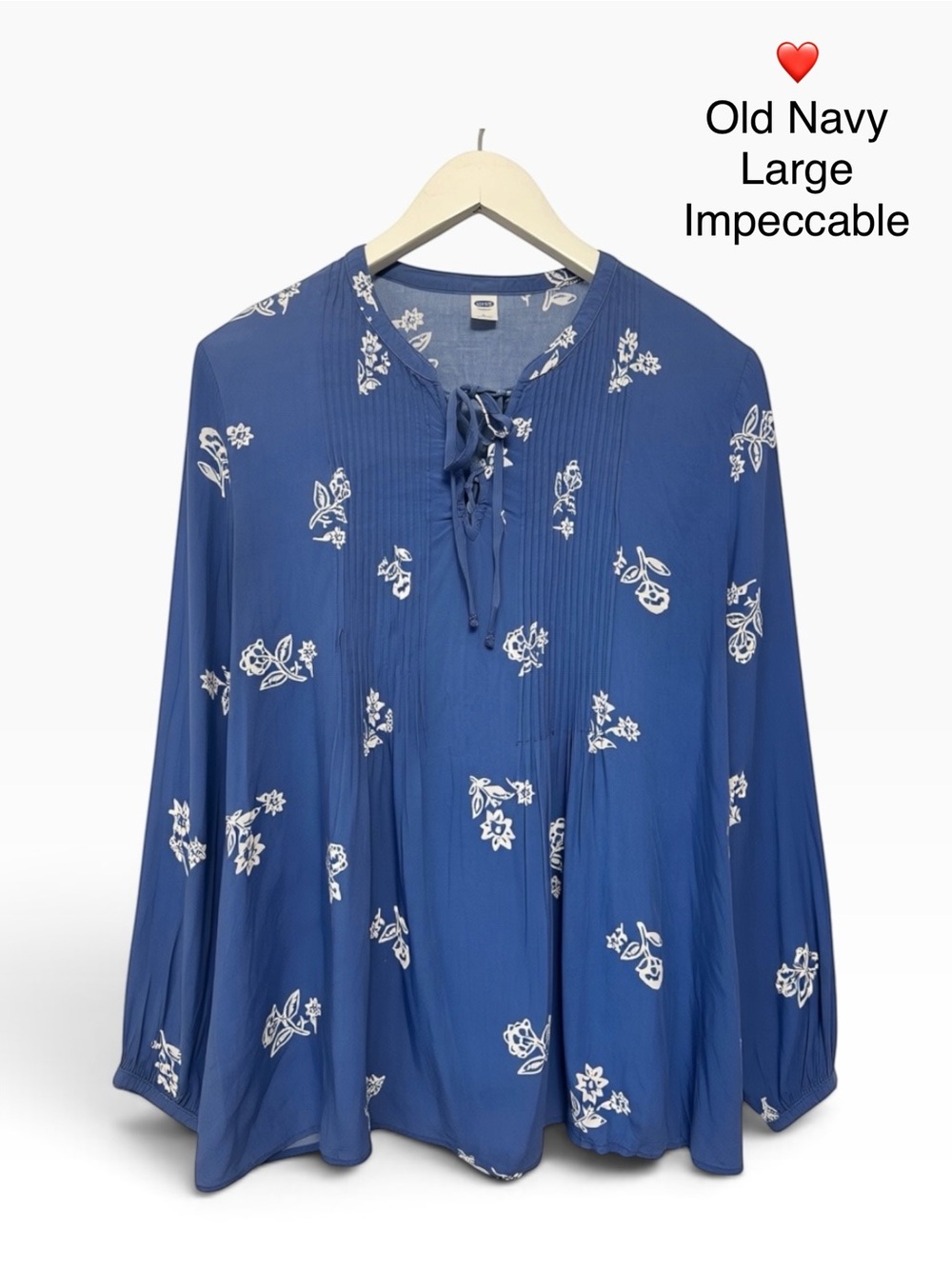 Old Navy Blue Floral Tie-Front Tunic